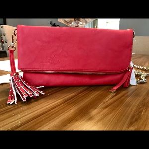 Hot Pink Fold-Over Clutch -NWT